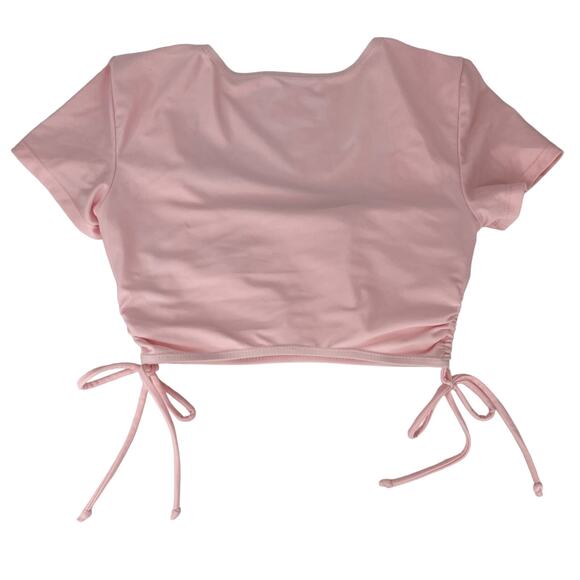 Cabana del Sol Swimsuit Bikini Pink String Short Sleeves Small New - Picture 7 of 13